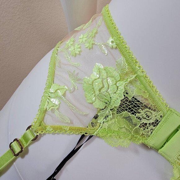 Honey Birdette Whitney Apple Light Green Garter Belt Suspender Size S - Picture 7 of 10